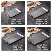Plateau de service rectangulaire en acier inoxydable vieilli, empilable, pour restaurant, steak, barbecue, collations