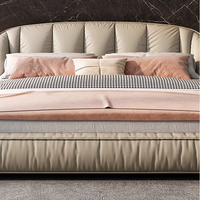 Luxuriöses Modernes Minimalistisches Bett mit Nappaleder-Bezug Kiefernholz-Stahlrahmen Stauraum-Hauptschlafzimmerbett BTLB069 für Zuhause oder Hotel