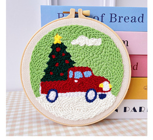 Noël poinçon aiguille broderie artisanat Kit démarreur enfileur tissu broderie cerceau pour adultes enfants point de croix fil tapis poinçon - Product Image 3