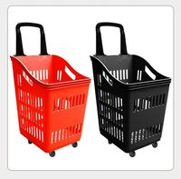 Panier de courses portable grande capacité en plastique PP avec roulettes, design attrayant, idéal pour supermarché