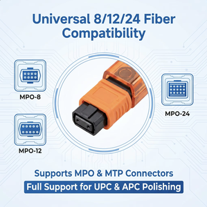 KEXINT Lápiz Limpiador de Fibra Óptica MPO MTP, Más de 800 Ciclos para 8/12/24 Fibras, Limpiador de Alta Precisión con un Solo Clic para Centros de Datos de IA, Naranja - Product Image 3