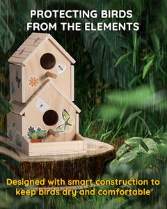 Kit <span class=keywords><strong>Wood</strong></span> Bird House inacabado para crianças para construir e pintar madeira Bird House Outdoor - Product Image 5