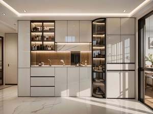 Armoire à vin sur mesure pour la maison, en bois massif avec vitre, pour le salon et la salle à manger - Product Image 2