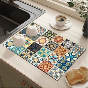 Diatomaceous earth kitchen countertop drain mat, absorbent mat, wash-free, heat-insulating, anti-scalding <b>placemat</b>, dish drying - Product Image 3
