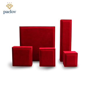 Scatola di anelli con cerniera luce di lusso Paclov all'ingrosso in plastica e velluto rosso confezione regalo in velluto di alta qualità - Product Image 5