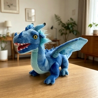Peluche Dragon Bleu Réaliste en Gros, Jouet en Peluche Personnalisable avec Logo, Poupée Dragon Fantastique pour Souvenir de Parc d'Attractions, Fourniture en Vrac
