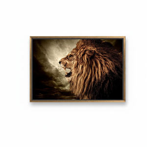 Elegant Printed Canvas Artwork: Roaring Lion Wall Decor,<b>GOLD</b> <b>FRAMED</b> CANVAS - Product Image 2
