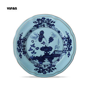 Синие чернила винтажные декоративные блюда керамическая фарфоровая Роскошная Посуда Набор всех цветов на заказ итальянский стиль кости Китай оптовая продажа - Product Image 4