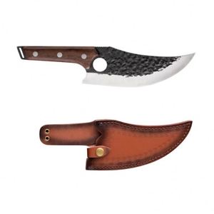 Couteau de boucher martelé forgé à la main en acier inoxydable, couteau de cuisine à lame pleine, outils de coupe d'extérieur - Product Image 6
