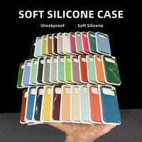 MOQ 500 Coques de téléphone portable en silicone liquide souple d'origine pour 18Pro Max, doublure en microfibre, design uni, antichoc