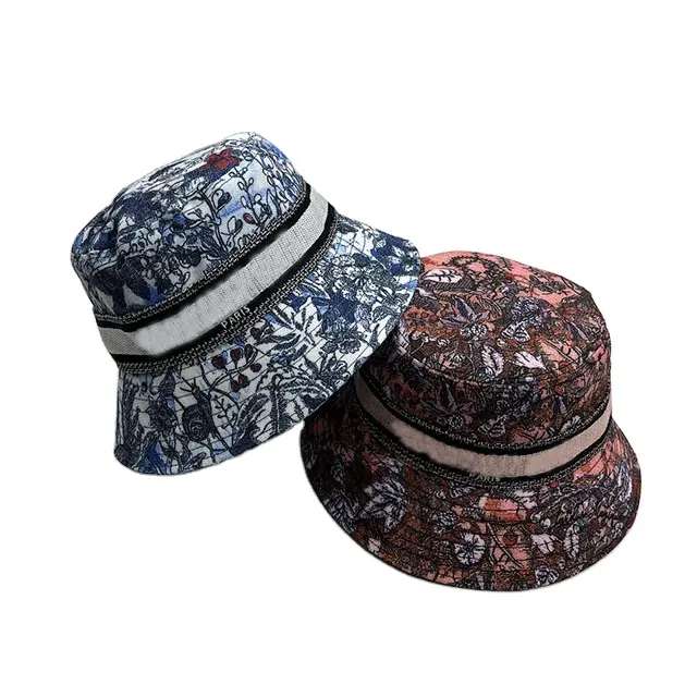 Sombrero de pescador con impresión bordada de logotipo personalizado, sombrero de sombrilla para exteriores, sombrero de pescador con impresión personalizada