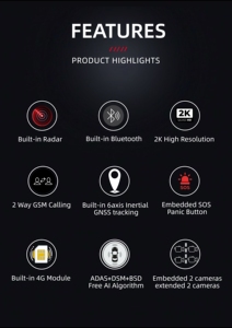 ADAS 4G أزرق الأسنان ai dashcam 4CH <span class=keywords><strong>2K</strong></span> P للشاحنات الشلل اللاسلكي - Product Image 6