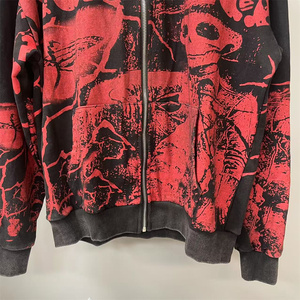 Felpa con Cappuccio e Zip Nera Vintage in Cotone con Stampa Integrale MIXED EMOTION, <span class=keywords><strong>Abbigliamento</strong></span> <span class=keywords><strong>Sportivo</strong></span> di <span class=keywords><strong>Marca</strong></span> per Uomo e Donna - Product Image 4