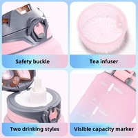 Grosir botol air plastik Tritan Yoga tur Gym bebas Bpa Wasserflasche 32oz kustom dengan sedotan dapat dilepas