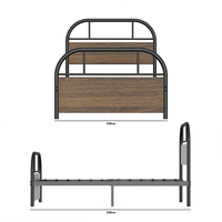 Cadre de lit double en fer forgé simple et personnalisé avec panneaux en bois, lit plateforme moderne pour chambre d'hôtel, appartement