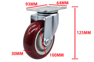 عجلات دوارة عالمية مقاس <span class=keywords><strong>4</strong></span> بوصات مصنوعة من مادة البولي بروبيلين، ثابتة وقابلة للدوران، مناسبة لعربات العمل والمنصات المتحركة - Product Image 3