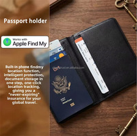 Sampul Paspor Kulit Asli Pendek Terbuka dengan Pengisian Daya Nirkabel Sistem Ganda dan Apple & Android Find My