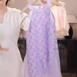 Vestido de Verano de Alta Calidad con Diseño <span class=keywords><strong>Original</strong></span> y Gran Stock Disponible, Vestido de Princesa Sirena con Escamas para Niñas, Adornado con Cuentas, de Poliéster y Algodón - Product Image 2