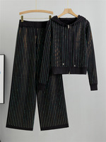 Ensemble deux pièces pour femmes tendance automne, pantalon large, cardigan en tricot à capuche, décontracté, imprimé numérique, anti-boulochage