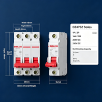 DZ47LE-63 RCBO Pemutus Sirkuit 220V 400V 16A 32A 40A 2 Kutub 30mA 100mA 300mA Proteksi Li Kapasitas Pemutusan 6kA