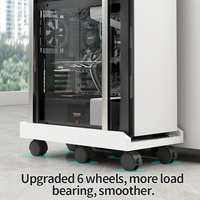 Mobile CPU Stand Study Computer Desktop Host Bracket Towers Storage Rack Cart Computer Cases with Wheels Modern Platform Black