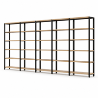 Estantería de Exhibición para Librería o Librería, Estructura de Madera y Metal, 6 Niveles, Modular, Respaldo Abierto, Mueble Organizador para Almacenamiento Minorista
