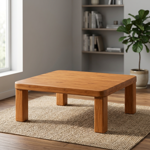Mesa de Comedor Moderna Cuadrada de Madera Maciza, Diseño Minimalista Ecológico, Mueble Estable para Apartamento/Hogar - Product Image 2