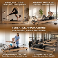 Reformer de Pilates pliable avec roulettes pour petit studio et salle de sport à domicile, lit de Pilates en chêne OEM ODM avec logo personnalisé