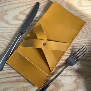 PU Leather <b>Cutlery</b> <b>Storage</b> Bag Party Tableware Organization Kitchen Spoon Fork Holder with Sleeve Pouch - Product Image 4