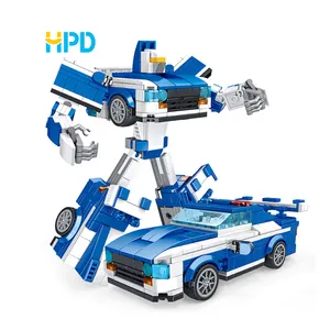 Brinquedos infantis 2024 transformam blocos de construção 3 em 1 carro da polícia da cidade DIY para crianças