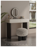 Table de toilette moderne pliable en bois massif pour petit appartement, chambre principale, crème, luxe léger, minimaliste, nouveauté 2025