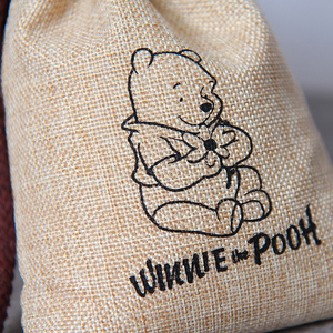 Custom Eco-Friendly <b>Recycled</b> Drawstring Burlap Gift Jute Drawstring <b>Bag</b> with Cartoon Pattern Logo - Product Image 2