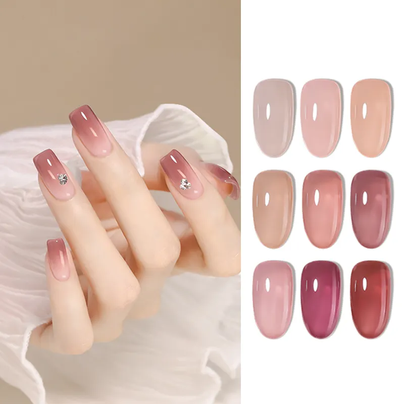 AMDMG rose gel uv polish nail gel pallet packaging 9 colors private label gel nail polish for salon