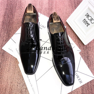 Nuevos zapatos Oxford formales para hombre con parte superior de cuero brillante y cordones, zapatos de boda con punta en punta de cuero genuino para el novio - Product Image 6