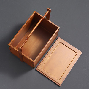 Retro Style Chinese Tea <b>Storage</b> Box Rectangular Wooden With Handle For Tea Ceremony Accessories - Product Image 4