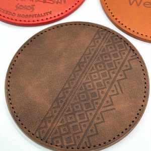 Wholesale Personal Custom Print Logo Pu Leather <b>Coaster</b> for <b>Drinks</b> <b>Coasters</b> Pad Cup Mat - Product Image 3