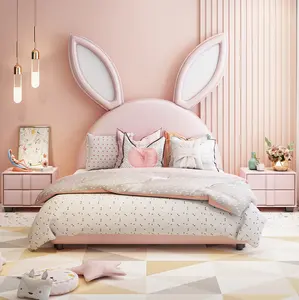 Tavşan kulakları beşik bebek kız pembe fantezi kalesi karikatür kız prenses yatak