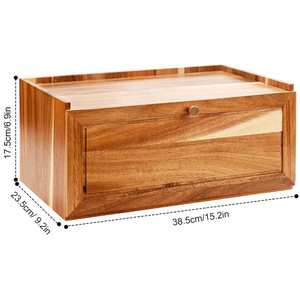 Acacia Wood Bread <b>Box</b> <b>Storage</b> <b>Drawer</b> Type Kitchen Countertop Covered Solid Color JIASHENG - Product Image 5