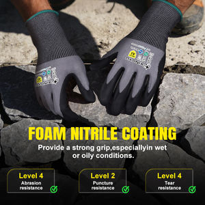 Guantes de Trabajo Resistentes a Cortes XINGYU Calibre 18 ADAMAS ANSI A3 para Hombre, Paquete de Guantes de Seguridad Recubiertos de Espuma de Nitrilo Microfina Anticorte - Product Image 5