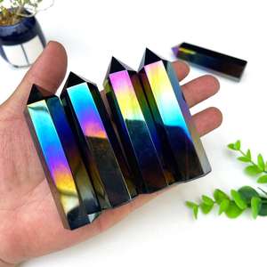 Vente en gros de colonnes d'obsidienne noire électro-plaquée de haute qualité et colorées pour la décoration de la maison et les cadeaux - Product Image 3