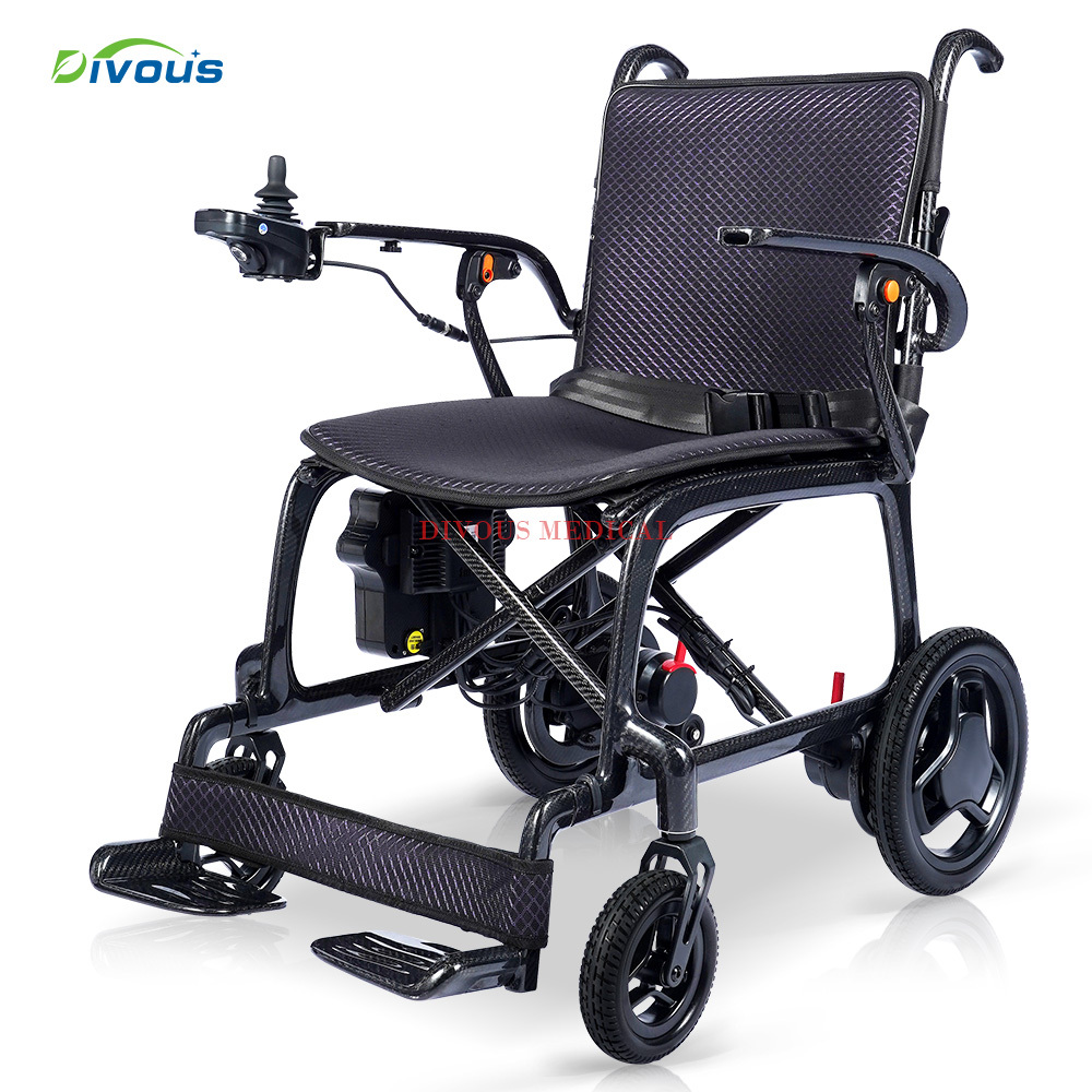 New Design Portable Lightweight Carbon Frame Ultra Light Foldable Carbon Fiber Luxury Electric Wheelchair for Disabled Walker