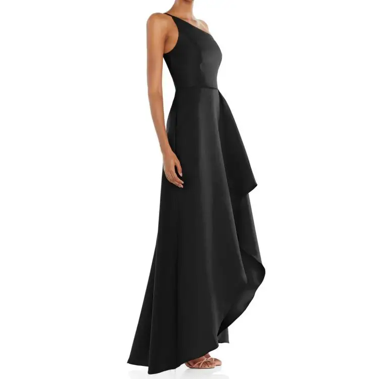 2023 Custom Designer Elegant Ladies One Shoulder Satin Long Gown Cocktail Prom Evening Night Dress for Women