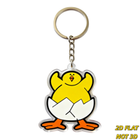 Porte-clés en acrylique « Poussin joyeux sortant d'un œuf », breloque animale mignonne de printemps avec anneau métallique, pour clés, sacs, sacs à dos