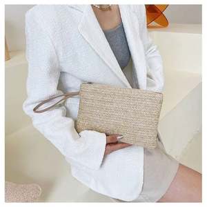 Weizenstroh Wickeltasche Gewebter Mochila de ratán Lassige Eimer Handtasche Einkaufstasche Fur Damen Pvc Plastik Strandtasche - Product Image 4