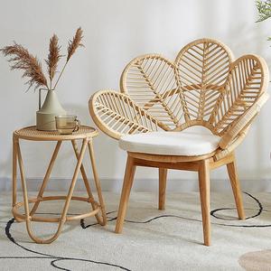 Designer ultimo stile moderno gambe in legno salotto fiore schienale in Rattan tessitura tempo libero in Rattan mobili <span class=keywords><strong>Vintage</strong></span> sedia da pranzo - Product Image 2