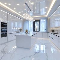 Meubles de cuisine modulaires américains sur mesure, design moderne, laque mate, prêts à assembler