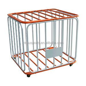 Chariot de rangement pliable en métal MAICCA pour extérieur, avec roulettes, pour ballons multisports, <span class=keywords><strong>cage</strong></span> de football portable, équipement d'entraînement de football, orange - Product Image 2