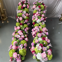 Nouveaux produits IFG, chemin de table en hydrangea rose et vert de 8 pieds de long pour la décoration de mariage