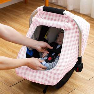 Nouvelle conception, housse de siège <span class=keywords><strong>auto</strong></span> pour bébé en coton respirant toutes saisons, auvent chaud avec fenêtre en filet pour bébés - Product Image 3