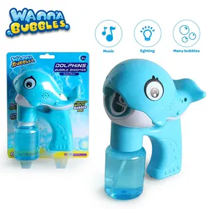 Veux Design 2 En 1 enfants dauphin pistolet à bulles machine à bulles de savon Avec La Lumière et Le Son